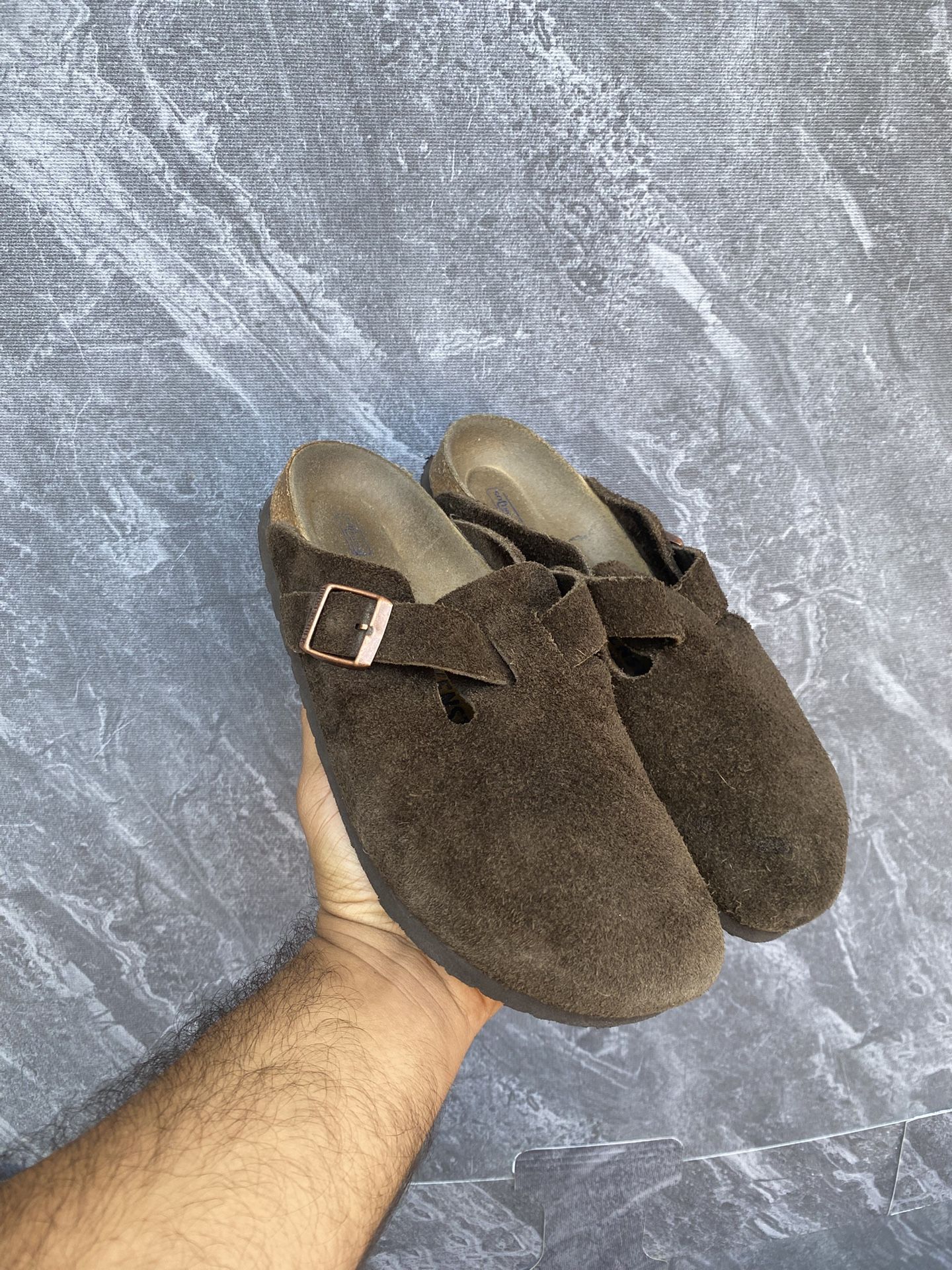 BIRKENSTOCK Boston Soft Footbed Clog in Dark Tea Suede Tonal