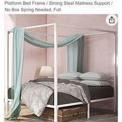 White canopy queen size bed with Mattress