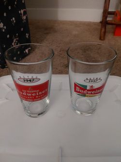 1947 and 1957 budweiser glasses