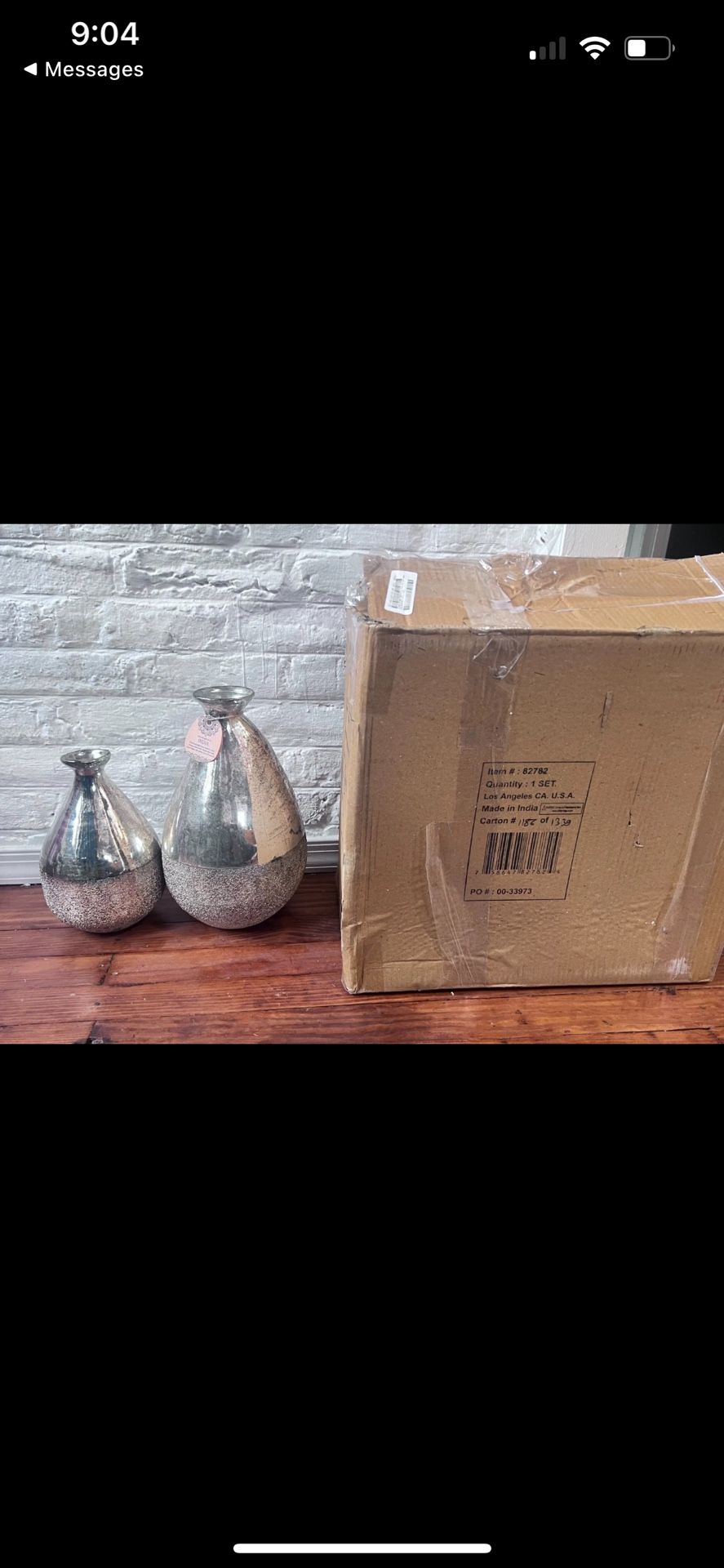 Litton Lane 12 in., 9 in. Gold Blown Glass Decorative Vase (Set of 2)