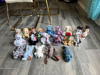 Collection of stuffed toys are Ty Beanie Babies