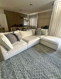 Living Spaces - High Performance Fabric Modular Sectional Sofa with Ottoman