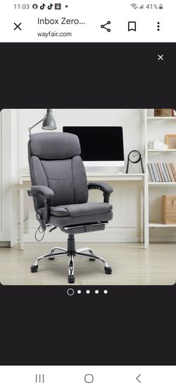 Junichiro Reclining Office Chair with Massage, Ergonomic Office Chair with Foot Rest