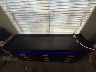 Black TV Stand with LED Lighting and Drawers