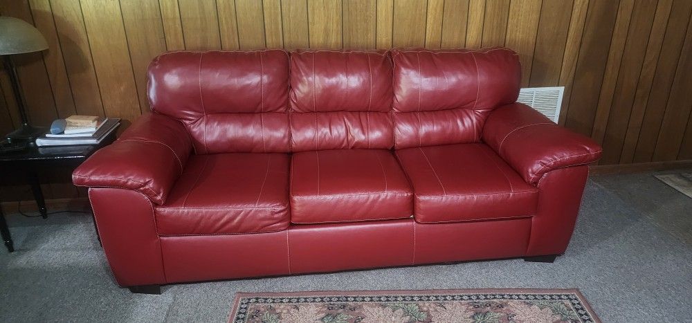 Red Leather Sofa