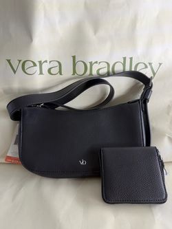 Vera Bradley Black Pebbled Shoulder Bag with Wallet