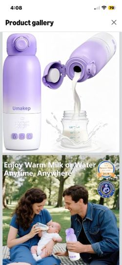 no box，Cordless Portable Bottle Warmer for Travel, 12oz Built-in Battery Milk Warmer with Dual Heating Modes Fast Heating Smart Temperature Control fo