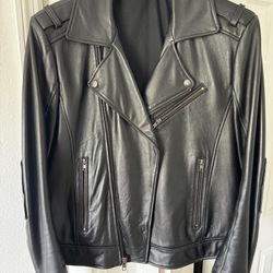 Roque Men's Leather Jacket Size M Moto Style Black Biker Motorcycle $450 In Saks