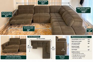 MOVING SALE – Velvet Large L-Shaped Reclining Sectional – $570