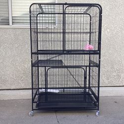 24"L x 33"W x 54"H Cage 4-Tier Metal Cat Kennel Ferret Enclosure Chinchilla Cage with Rotating Casters/Ramp/Ladders/Hammock for Indoor animals