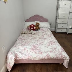 Twin Size Pink Bed + Memory Foam Mattress