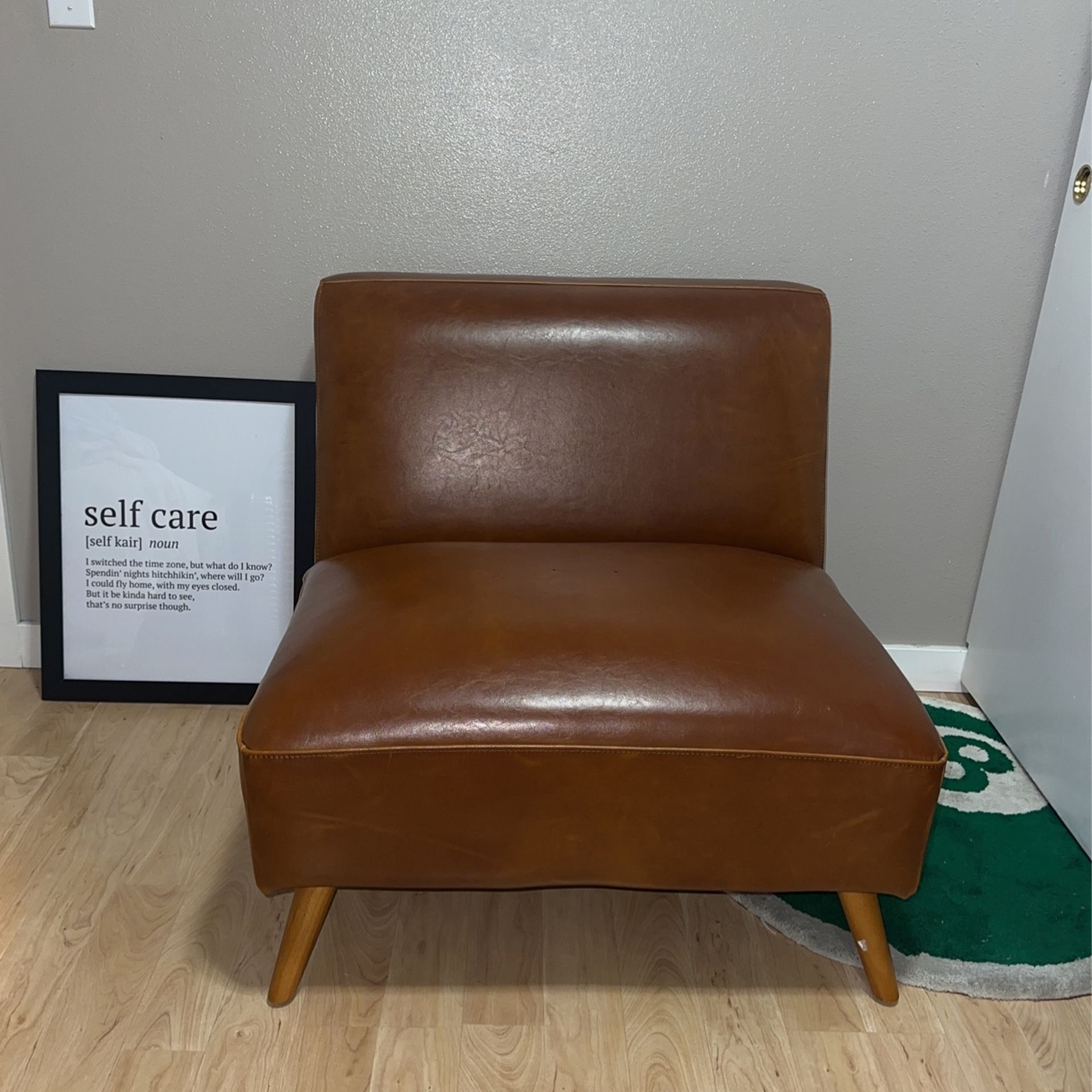 Cognac Faux Leather Accent Chair