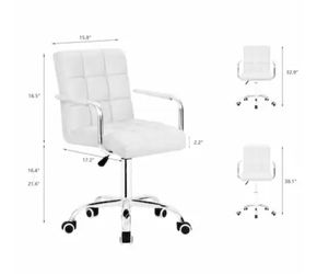 Vineego White Contemporary Ergonomic Adjustable Height Swivel Faux Leather Task Chair