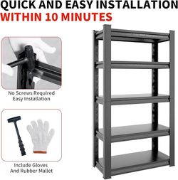 72" H Garage Shelving 2500LBS Heavy Duty Storage Shelves Adjustable 5 Tier Metal Shelves for Storage Garage Industrial Shelving Utility Racks,16" D*36