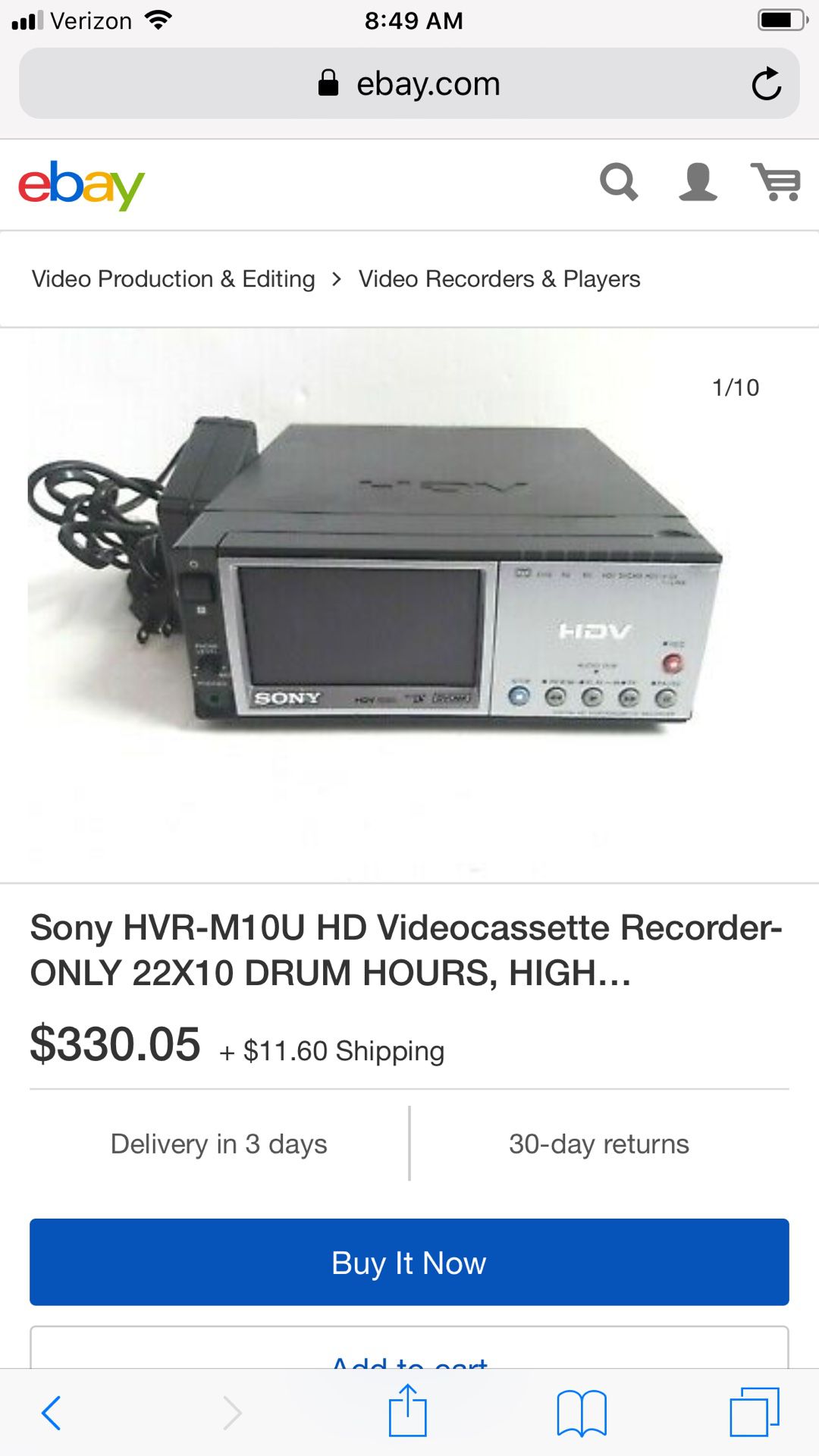 Sony HDV video cassette recorder