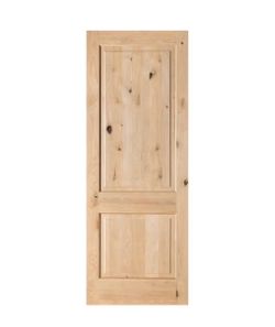Krosswood Doors 36 in. x 96 in. Rustic Knotty Alder 2-Panel Square Top Solid Wood Stainable Interior Door Slab