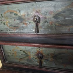 Vintage Handpainted Three Chest Of Drawers Side Table