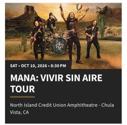 Mana 2026 tour concert tickets and parking