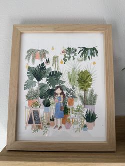 Plant Shop Girl Print - Framed 8x10 Watercolor