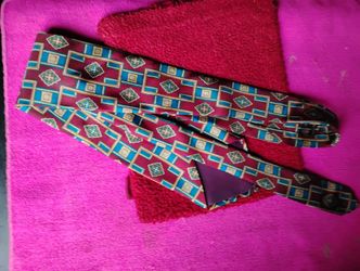 A Nice Gold, Teal, Burgundy, Orange & Tan Men's Tie 