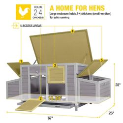 🥨Aivituvin-AIR69 Wooden Chicken Coop for 2-4 Chickens, in the box