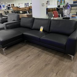 GENUINE BLACK LEATHER L SECTIONAL SOFA LIVING ROOM SET ON SALE OFFER ENDS 11/27!!!****