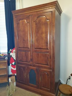 American drew solid oak media armoire