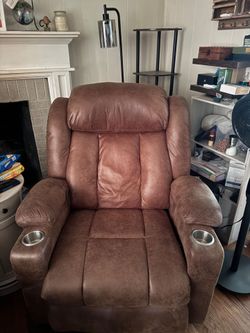 Brown / Leather/ Lift Recliner (Extra tall Back for the tall)