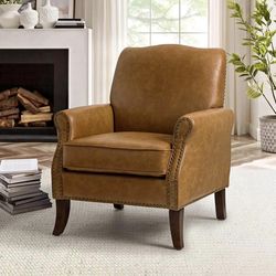Jonathas Vegan Leather Armchair-Camel