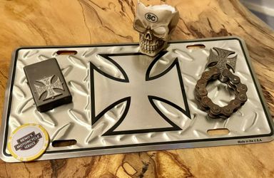 Maltese Cross License Plate With Motorcycle Stuff