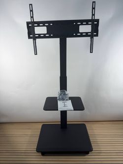 Mobile TV Stand for 32-75” TVs Adjustable Tilt Swivel Shelf Black