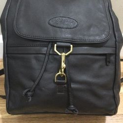 L.L. Bean Black Leather Backpack - Vintage NOS Thumbnail