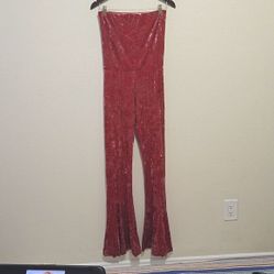HAH, CRUSHED VELVET ULTRA HIGH WAIST/FLAIR jumpsuit.
