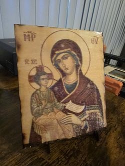 Virgin Mary Child Jesus Wood Icon | Byzantine Catholic Orthodox Wall Art