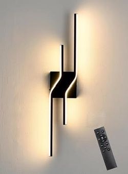 10000mAh Battery Operated Modern Rechargeable Black Wall Sconce 3CCT-Linear, Remote Control, LED