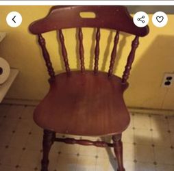 Oak round kitchen table with two chairs