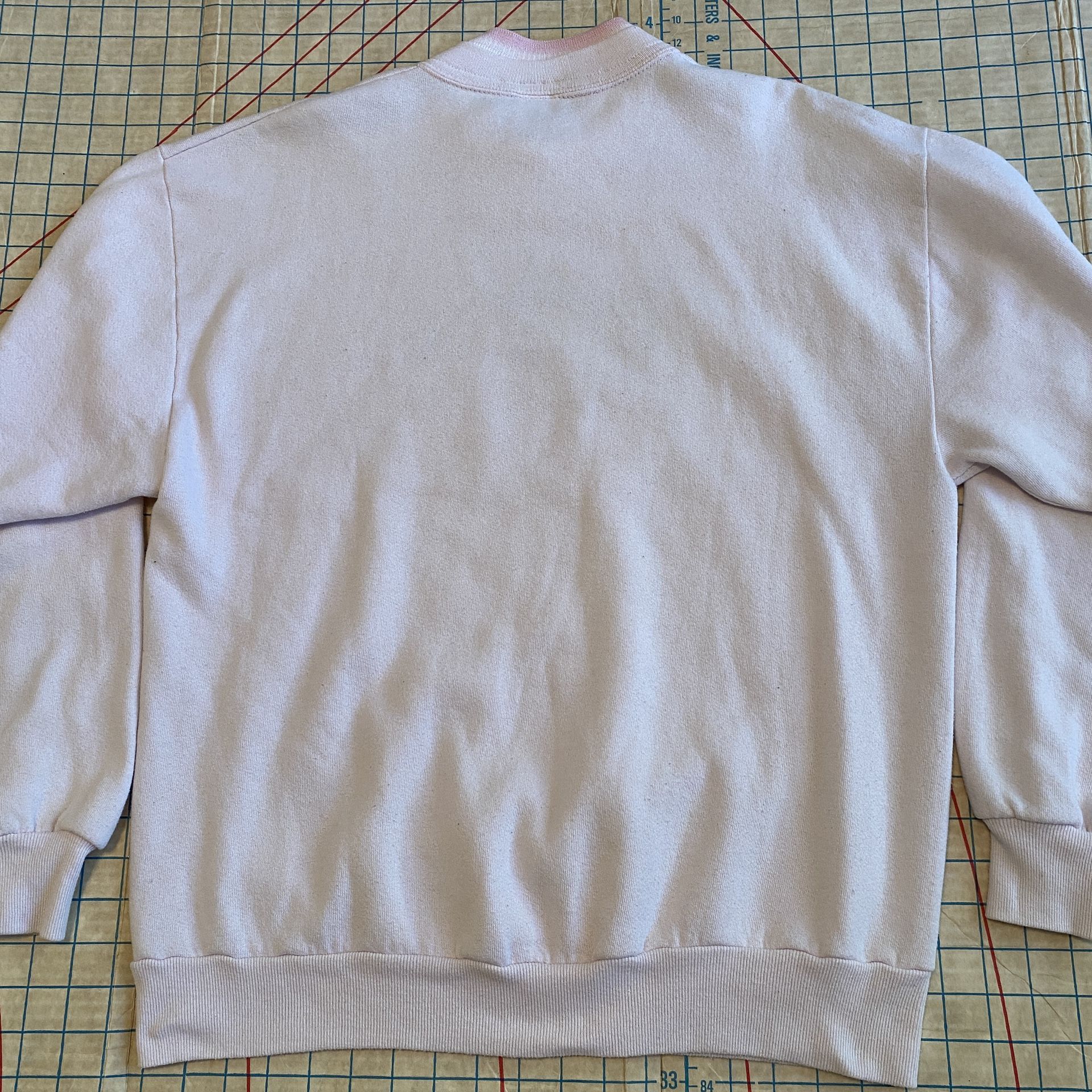 VTG Top Stitch Morning Sun Pink Sweatshirt Heart Shrubs Grandma Sweater USA L