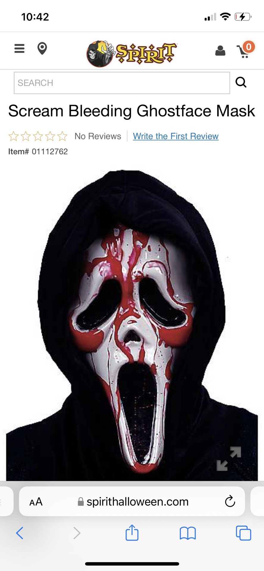 Spirit halloween costume child / kid size Scream Bleeding Ghostface Mask