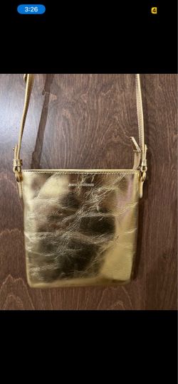 Junya Watanabe Metallic Gold Leather Crossbody Bag . Detachable strap,, logo embossed at face , zipper on back. Very good condition, minimal wearing m
