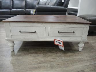 Perennial Home Phlox Rustic Two-Tone Coffee Table with 2 Drawers