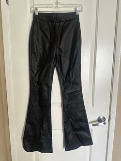 Black Faux Leather Flare Pants