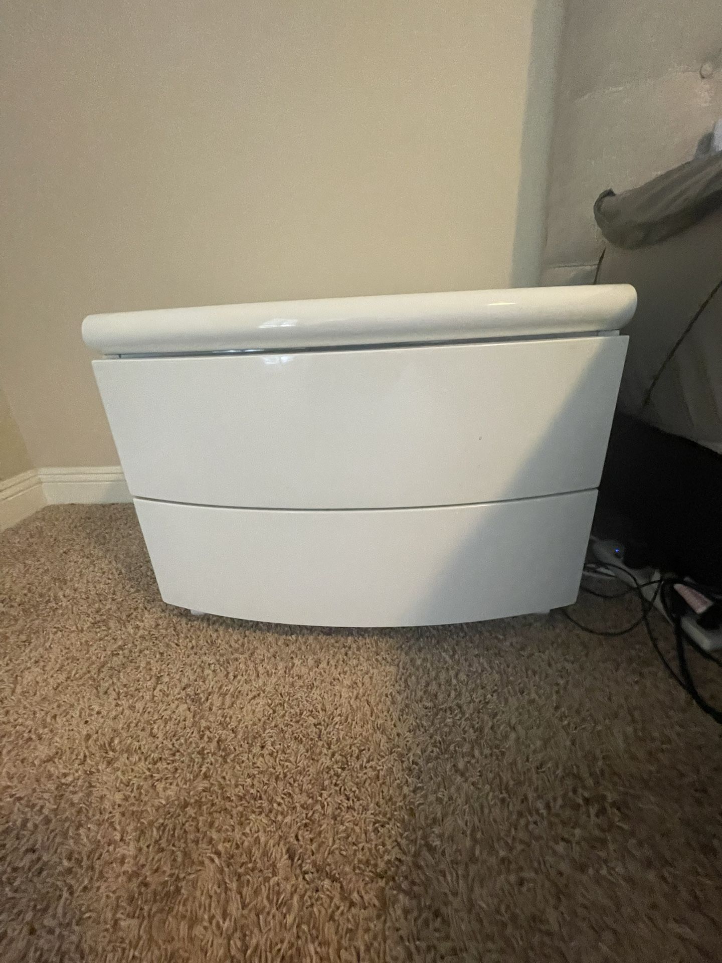 2 White Nightstands And Head Board