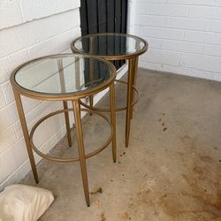 Brass colored end tables