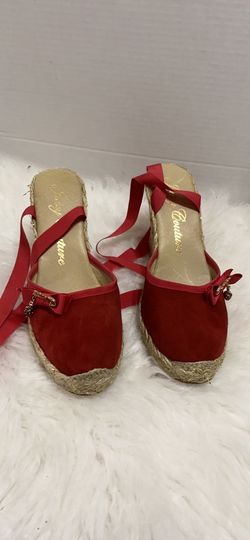 Juicy Couture Wedge Red sandal suede lace sz 10