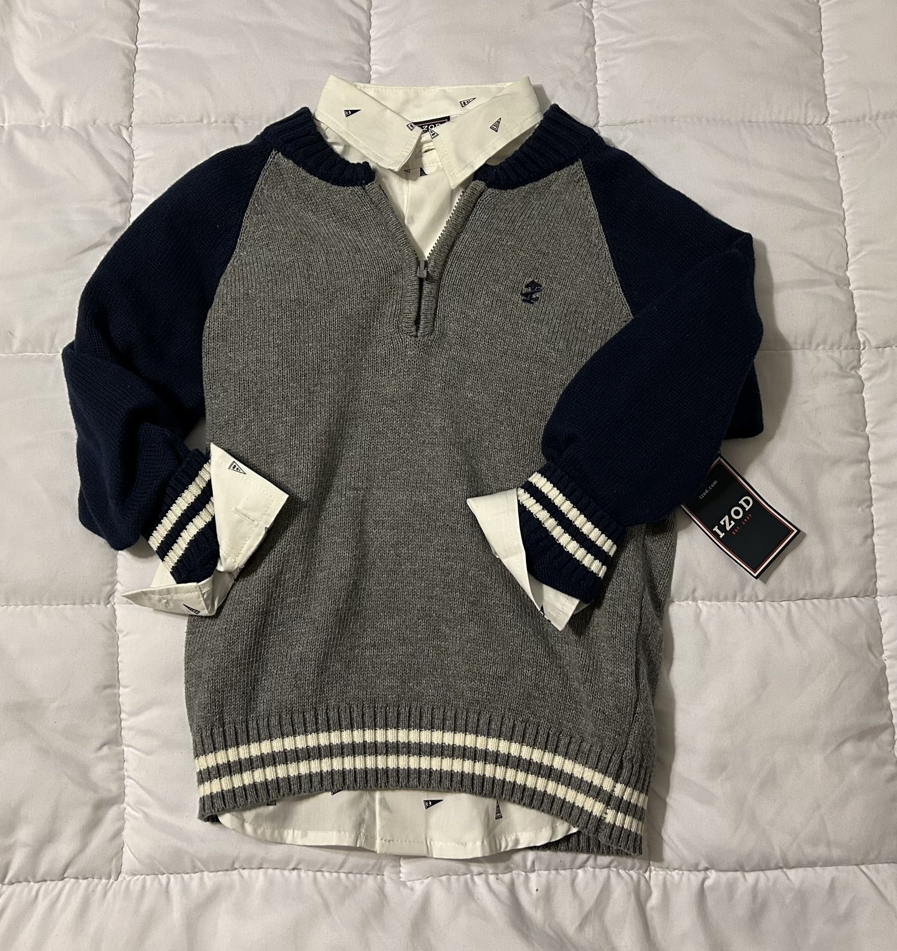 Sweater Vest w/Dress Shirt NWT Izod 2pc set Boy size XS(4)