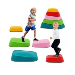 Stepping Stones for Kids, 5pcs Non-Slip Balance River Stones for Promoting Children's Coordination Skills Sensory Play Equipment Toys for Toddler Ages