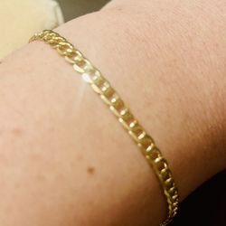 18k Gold Cuban Bracelet Size 7’