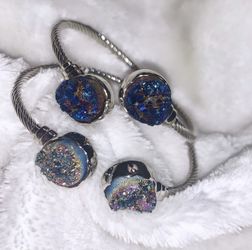 Geode Silver Cuffs ! !