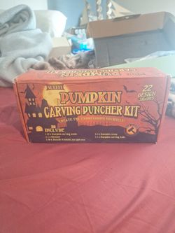 Brand new, never used Sueffi Pumpkin Carving Puncher Kit (box opened to verify pieces). Comes with 22 stainless steel punch-out mold shapes, a hammer,