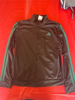 Adidas Black Track Jacket with Green 3-Stripes